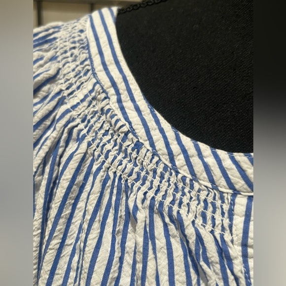 GAP Classic Blue and White Striped PEASANT BLOUSE, WOMEN SIZE XL - Picture 6 of 11